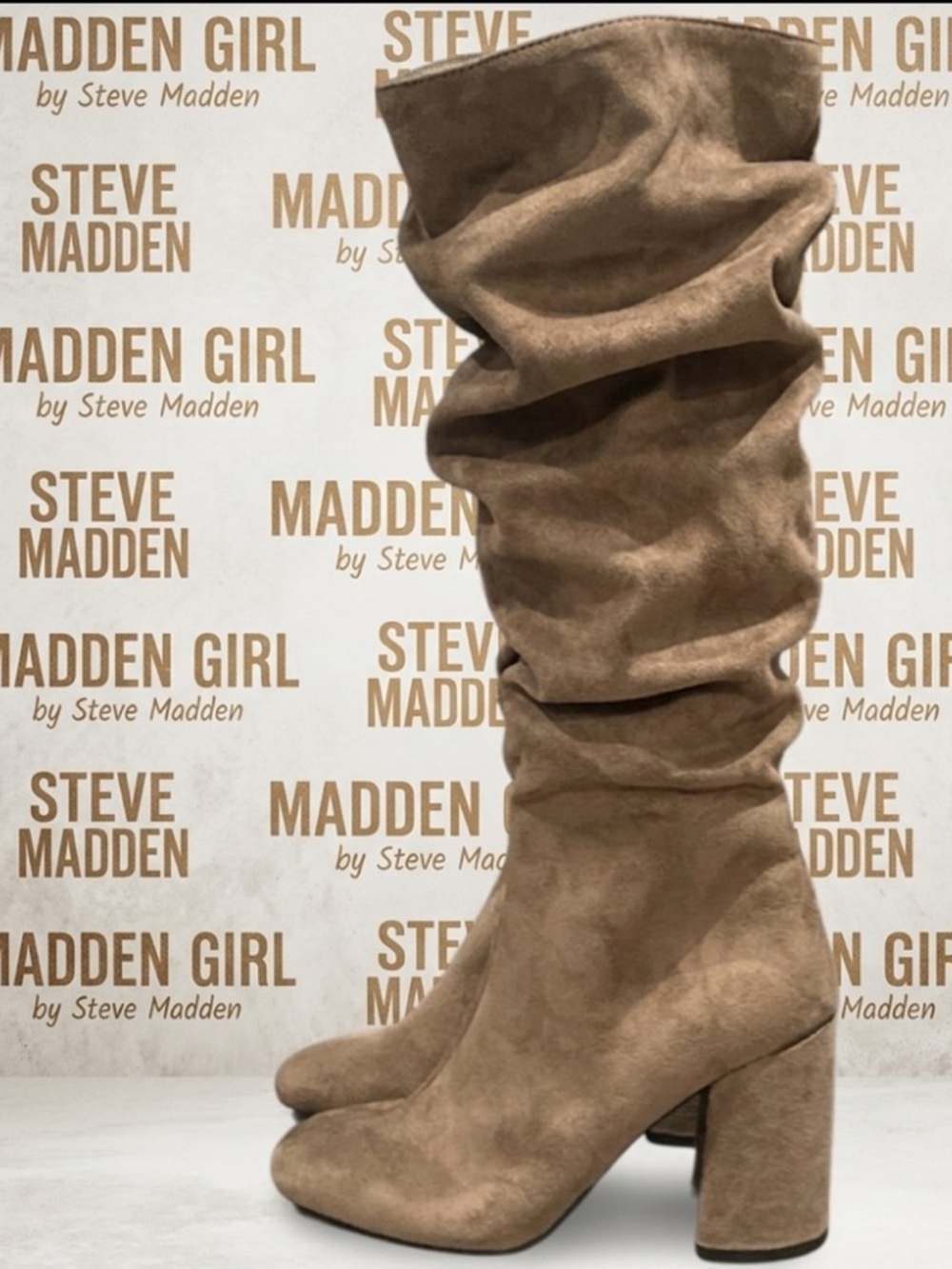 Authentic Steve Madden Madden Girl tall tan designer boots sz 7